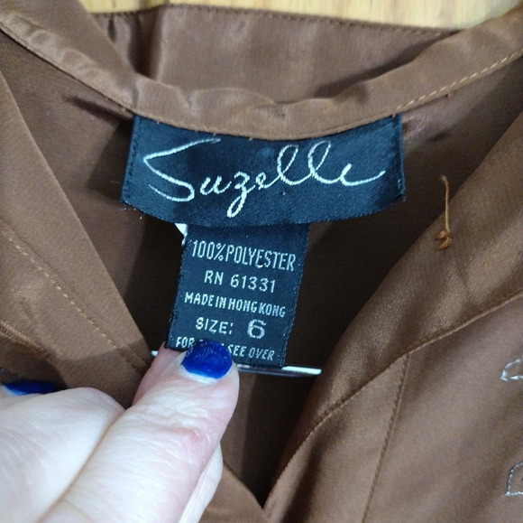 Vintage Suzelle satiny‎ embroidered blouse with Western details - Picture 4 of 5